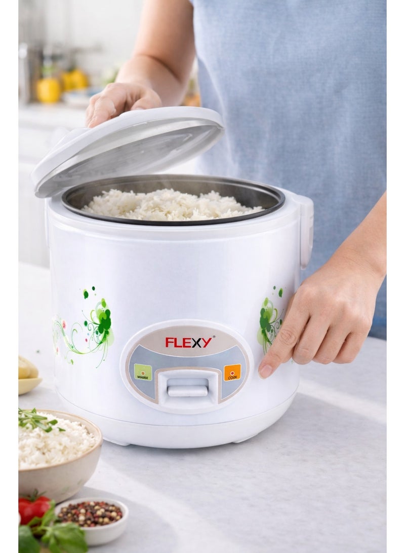 Flexy Electric Rice Cooker FDR208LC 2.8L 1000W with Steaming Function, Non-Stick Inner Pot, Keep Warm, Overheat Protection, Stay-Cool Handles, 2-Year Warranty - Image 3